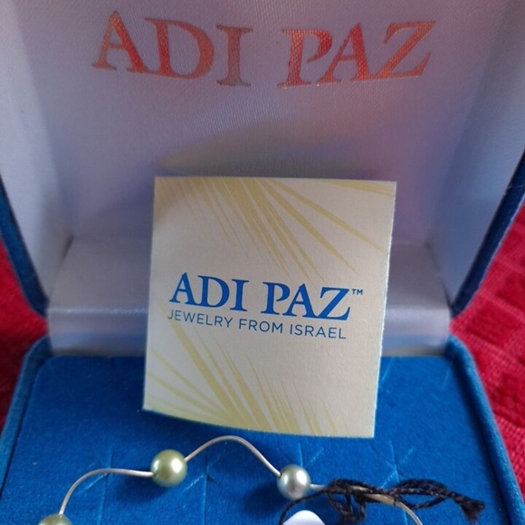 Beautiful Fine .585 14K YG & Pistachio Pearl ADI PAZ Wavy Wire Bracelet - Picture 5 of 10